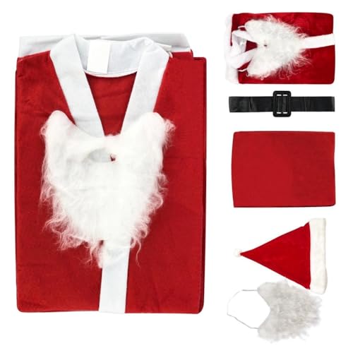 Kit Roupa Fantasia Adulto Papai Noel de Feltro Completa 5 Peças Natal Tamanho Único Festa Decoração
