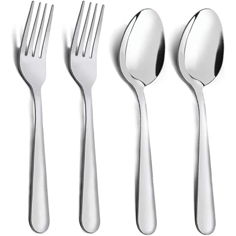 Unokit 72-piece Forks and Spoons Set, contain 36 spoons and 36 forks, Mirror Polished, Spoons and Forks Set for Restaurants/Hotels/Canteens/Cafeteria, Dishwasher Safe Cover