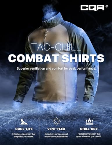 Image of CQR Men's Tactical Combat Shirt, 1 /4 Zip Long Sleeve Breathable Military BDU Training Top for Shooting, Hunting, Range Use