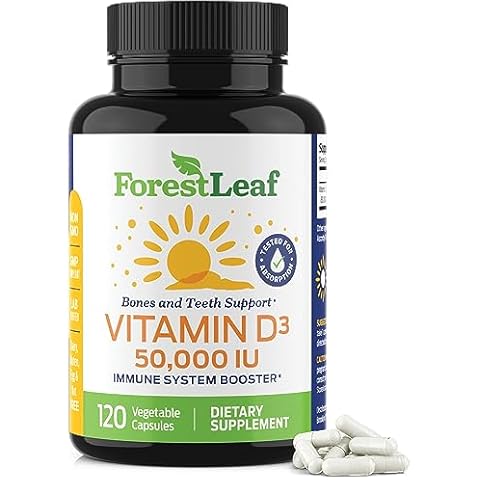 ForestLeaf Vitamin D3 50000 IU - Bone Health and Immune Support - Small Easy to Swallow Capsules - Non-GMO Gluten Free VIT D - VIT D3 Vitamin D Supplements for Women and Men, 120 Count Cover
