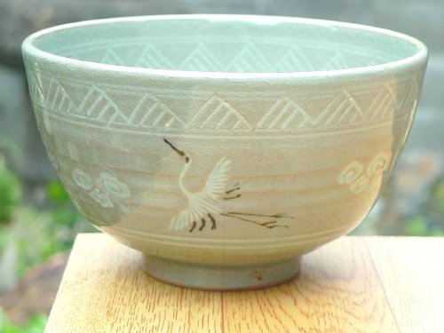 Amazon | 抹茶茶碗 青磁雲鶴 妙見 | 京焼清水焼 | 抹茶碗 通販