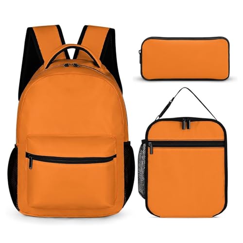Beauty Burnt Orange Backpack Set 3 Piece, Durable Backpack Insulated Lunch Bag Portable Pencil Case for Men Women