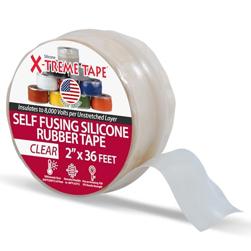 MOCAP X-Treme Tape - Heavy Duty Waterproof Self Fusing Silicone Rubber Tape for Hose, Pipe, Electrical, Automotive, Outdoor, and Repairs - Leak Proof, Insulating - 2 Inch x 36 Ft Roll - Clear
