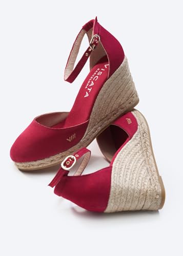 Image of Viscata Estartit Espadrille Canvas Wedges Spain Handmade 3 inch Heel Women's Sandals with Breathable Organic Cotton Canvas and 100% Natural Jute Midsole for all Occasions: Casual, Work, Party