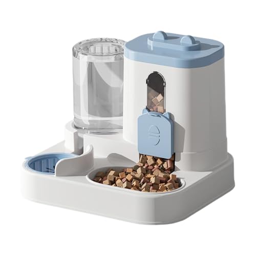 Distributeur Croquettes Chat Automatique 2 en 1 PP 2.2L Distributeur Croquettes Et 0.8L Fontaine A Eau Combo Mangeoire avec Gamelle Grande Capacité pour...