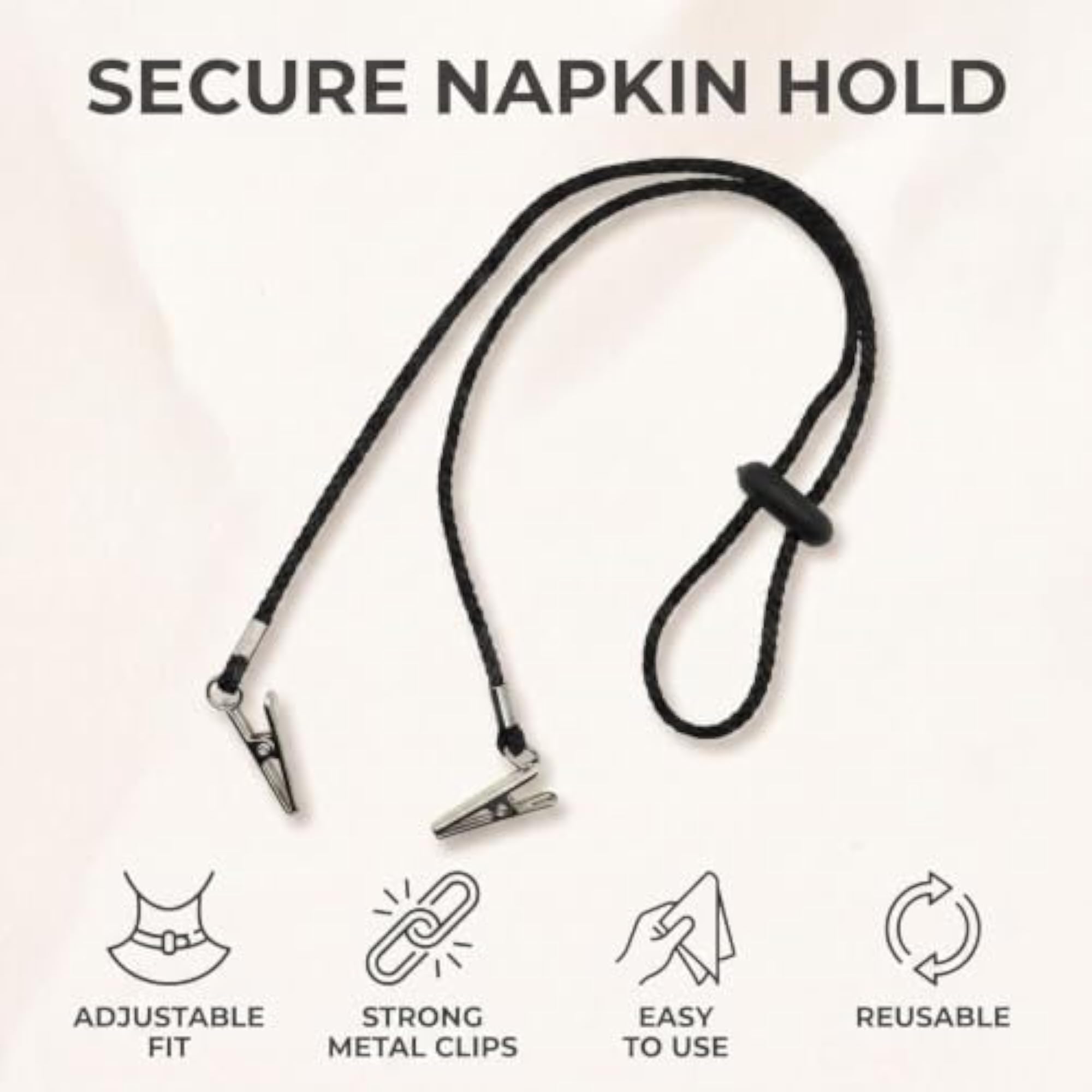 Adjustable Napkin Clip, Black Napkin Holders