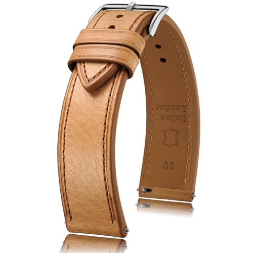 Getalia 21mm Italian Full-Grain Leather Watch Band, Quick Release,Natural by Getalia - Used condition - US$14.29