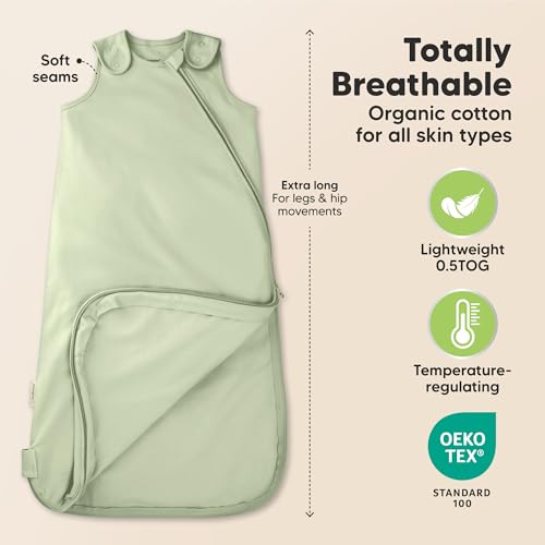 Image of 2-Pack Organic Baby Sleep Sacks, 100% Cotton 0.5TOG (Roarsome, 18-24M) | Soft Breathable, Baby Wearable Blanket, Toddler Sleeping Sack 18-24 Months, Easy to Wear Transitional Swaddles for Newborns
