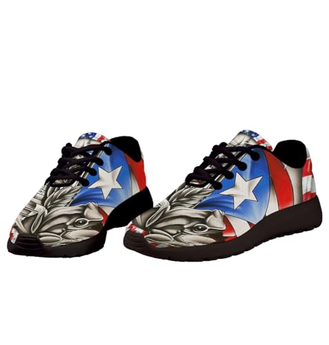 Puerto Rico American Flag Shoes for Women Men Trail Running Fashion Sneakers Breathable Mesh Tennis Athletic Shoes White4