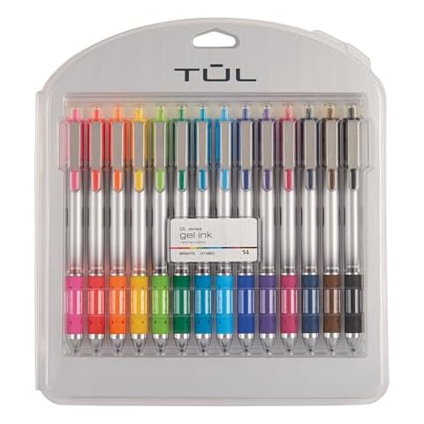 TUL WHJJK Retractable Gel Pens, Bullet Point, 0.7 mm, Gray Barrel, Assorted Standard and Bright Ink Colors, Pack of 14, SG_B01NBW93N6_US Cover