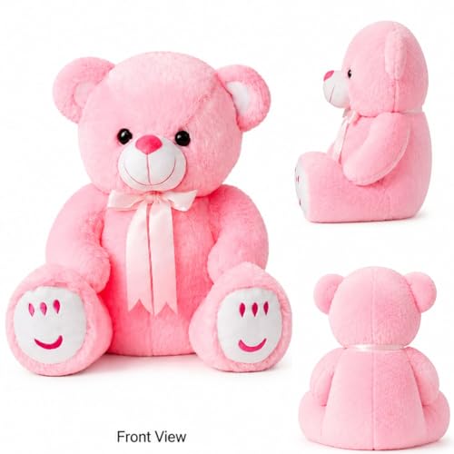 Image of Pink Teddy 30cm | Ultra Soft Plush Stuffed Toy | Cute Hugging Pillow | Gift for Kids Boys Girls