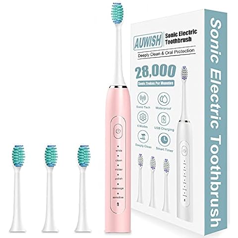 Kids Electric Toothbrushes for Boys and Girls, Rechargeable Kids Toothbrushes with Timer, 4 Electric Tooth Brush Heads and IPX7 Waterproof, Sonic Electric Toothbrushes for Adults and Kids (6Y+ Cover