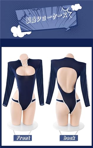 スク水 スクール水着 セクシースポーツ水着 コスプレ 過激 エッチ レオタード 前後で着用可能 ハイレグ ランジェリー タイト（ネイビー）可愛い 背中空き 貧乳 水着 体操着コスチューム 制服 誘惑 女性 衣装 セット スイミング プール 公演 演劇 撮影 記念日 ハロウィン クリスマス 仮装 学園 女子高生 可愛い 清純 レディース プレゼント - 画像6