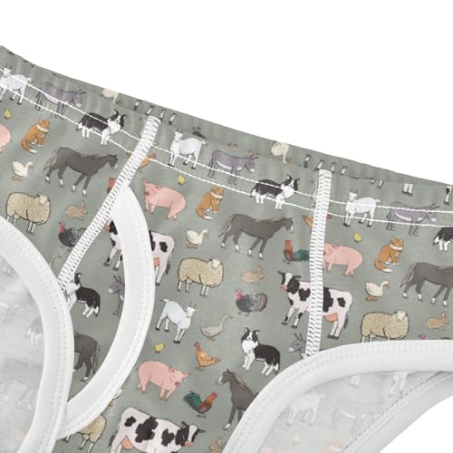 Boys' Exclusive Briefs Toddler Underwear 95% Combed Cotton Boxerbriefs 2T Farm Animal Pattern 954