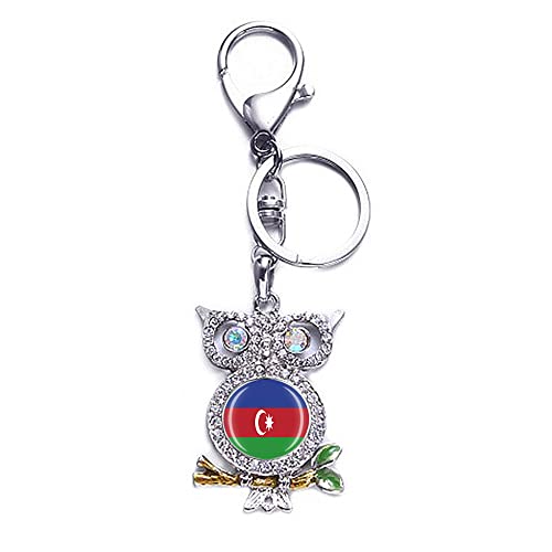 Porte-clés en métal 3D en forme de hibou Azerbaïdjan - Décoration pour sac - Pour homme et femme