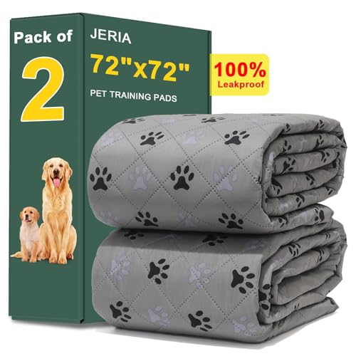 Image of JERIA 2 Pack 72 inchx 72 inch Waterproof Non Slip Wee pad，Reusable Washable Pee Pads for Dogs，Absorbent and Leakproof Training Mats for Potty, Bed, Sofa, Potty Training
