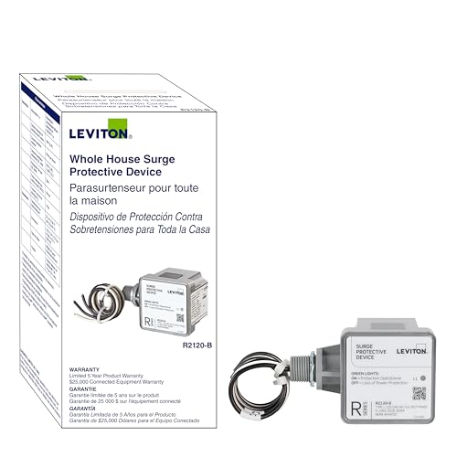 Image of Leviton Type 1 Surge Protective Panel, Residential Home Surge Protection, 120 /240 VAC, Split Phase, 36kA per Phase, R2120-B SPD (Pack of 3)