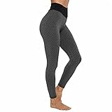 SUPBAO Frauen Gym Leggings High Waist Yoga Hose Butt-Lifting Hose Strumpfhose Honeycomb Running Hosen (Schwarz, M)