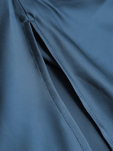 CIDER Solid Satin Ruched Split Midi Cami Dress3