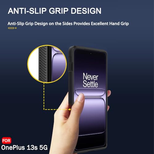 Image of TheGiftKart Liquid Silicon Back Cover Case for OnePlus 13s 5G | Shockproof Military Grade Protection | Micro-Fibre Cloth On Inner Side | Built-in Anti-Slip Grip Back Case for OnePlus 13s (TPU, Black)