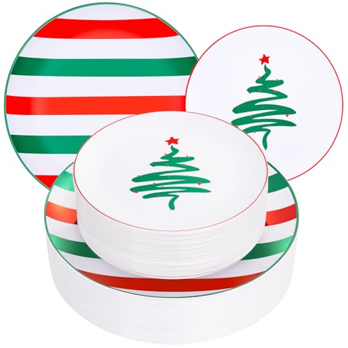 supernal 60pcs Christmas Plates Disposable, Xmas Heavy Duty Plastic Plates, Christmas Party Supplies Including 30 Dinner Plate 10.25inch and 30 Salad Plate 7.5inch, Holiday Platos for Xmas Party supernal 60pcs Christmas Plates Disposable, Xmas Heavy Duty Plastic Plates, Christmas Party Supplies Including 30 Dinner Plate 10.25inch and 30 Salad Plate 7.5inch, Holiday Platos for Xmas Party