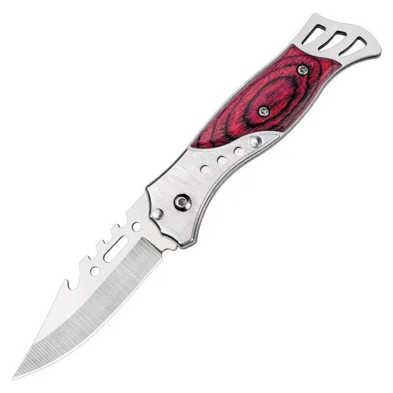Folding Utility Knife with Stainless Steel Blade & Wooden Handle, Compact Manual Pocket Tool for Carton Opening, Packaging, DIY, Household, Kitchen & Office Tasks-image-2
