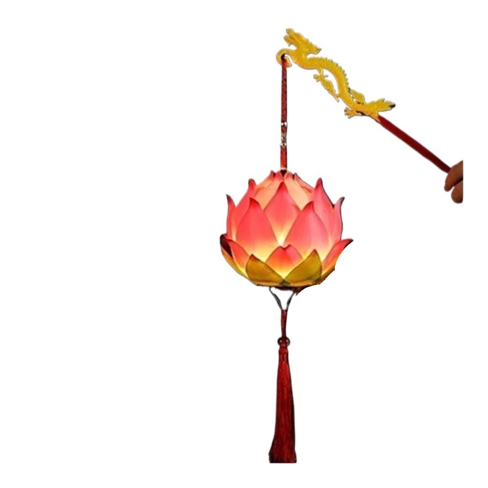 Lotus Lantern Portable Tassel Palace Lantern Chinese Retro Style Mid-Autumn Festival Lotus Lantern(B)