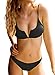 SHEKINI Maillots de Bain Deux Pièces Femme Rembourré Col en V Halter Réglable Bikini Top Bikini Femme 2 pièces Mode Taille Basse Triangle Bas de Bikini(M, Noir)