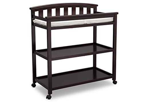Delta Children Arch Top Changing Table with Wheels and Changing Pad, Greenguard Gold Certified, Dark Chocolate