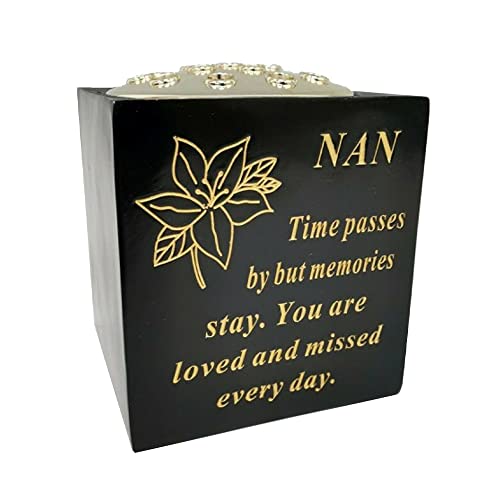 OnlineStreet Black Grave Vase Container Pot With Lid - Tight Removable Lid, Small holes on the Top of Vase - Grave Vase Container For Flower (Black and Gold, Nan), One Size, ‎DF18112A