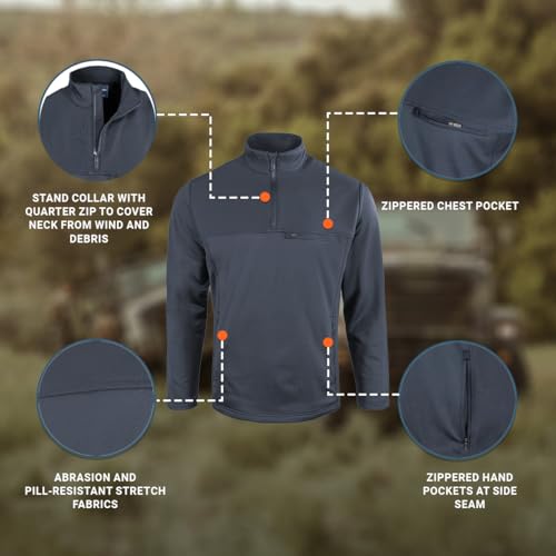 Image of Propper Kinetic Quarter Zip Pullover Fleece Sweatshirt Lined Long Sleeve Performance Synthetic for Tactical Outdoors and Work