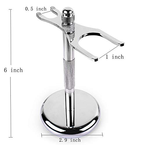 Soporte de maquinilla de afeitar práctico de acero inoxidable para hombre, soporte para cepillo de afeitar de pelo de tejón plateado masculino, juego de afeitado perfecto de moda