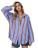 Women’s Long Sleeve Striped Shirt Button Down Loose Fit Top - Casual Wear Stylish Going Out Blouse...