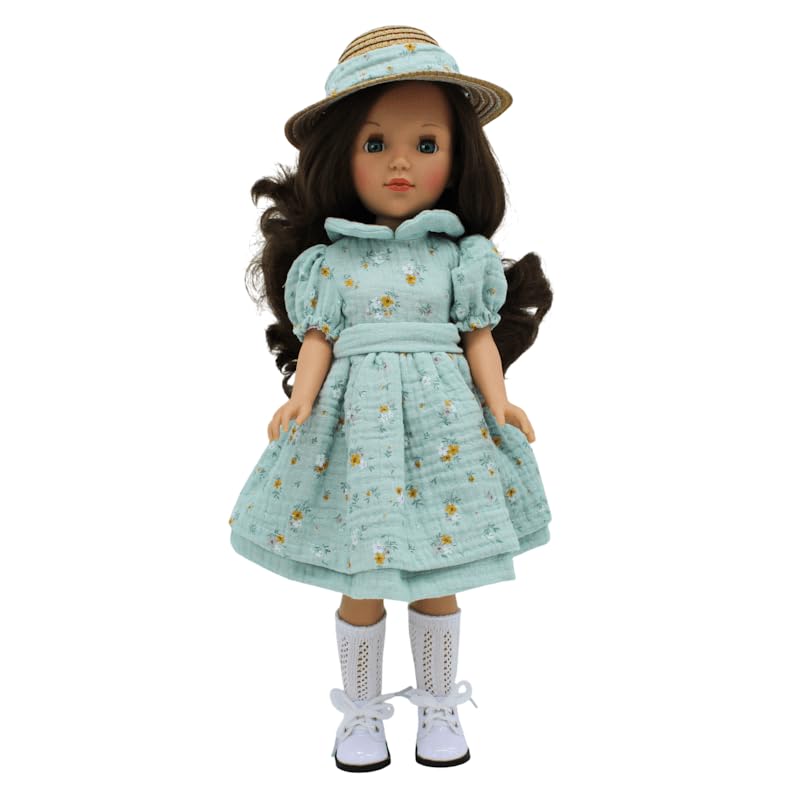 FOLK Muñeca Pepa's Original Artesanía colección 41 cm. Vestido Estampado Sombrero Paja.