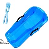 Robuster Schlitten für Kinder und Erwachsene – schnell gleitendes Equipment | flexibles PE-Brett mit Seil und Griff | für , Berge, Rasen, Tragkraft 2 Personen