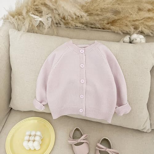 Baby Knit Cardigan Soft Cotton Open Front Sweater for Newborn Girls Long Sleeve Crewneck Knitted Sweater Loose Cardigan2