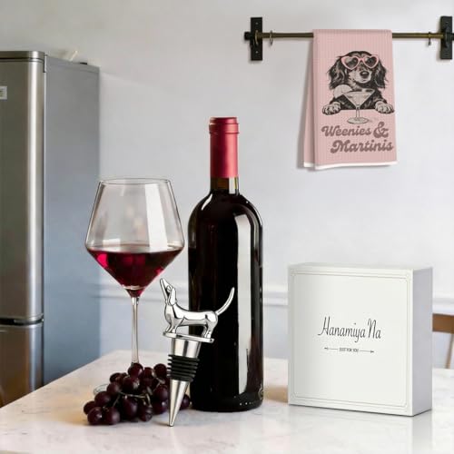 Image of Dachshund Kitchen Towels with Wine Bottle Stopper 24x14 Inch, Dachshund Gifts Reusable Dish Towels for Kitchen Living room Bars Decor, Wine Gift Weiner Dog Gifts for Women Men Christmas Birthday Gift