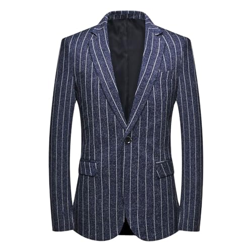 Men’s Striped Sport Coat Slim Fit Pinstripe Blazer Suit Jacket for Men, Business Casual One Button Formal Dress Coats