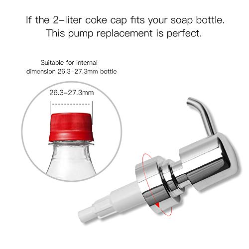 Ulg Soap Pump Plastic Lotion Dispenser Polished Chrome Replacement Pump For Dimension 26.3-27.3Mm Bottles 2 Piece #TOP1