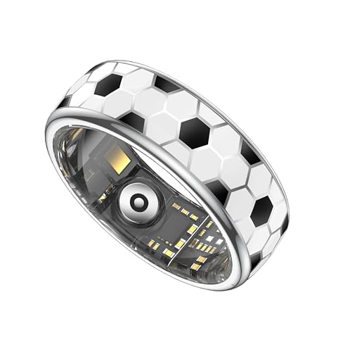 Image of Smart Ring with Gesture Control for Video Scrolling & Camera Remote Shutter, Fitness Tracker Ring with Heart Rate Sleep Blood Oxygen Monitor, IP68 Waterproof, No Subscription (Football, 12#)