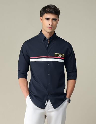 Image of U.S. POLO ASSN. Striped Regular Fit Cotton Shirts for Men - Full Sleeve Mens Casual Shirts