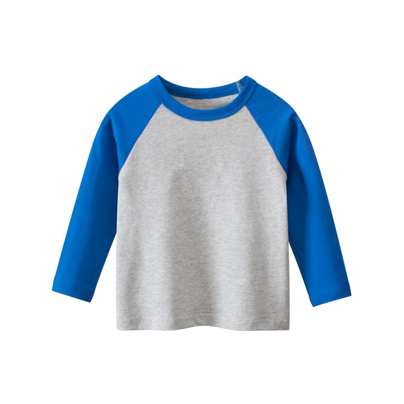 Irsutey Toddler Kids Basic Shirt Color Contrast Sweatshirt Baby Boys Crewneck Long Sleeve Tshirts Comfy Shirts Blouse