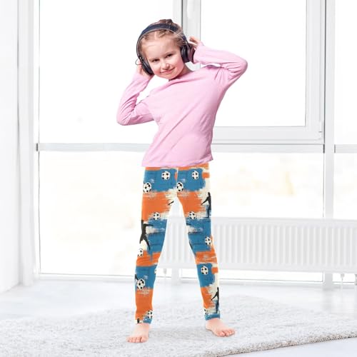 ALAZA Girls' Leggings Children's Yoga Pants Skinny Printed Dance Football Character Silhouette Comfortable 4T3