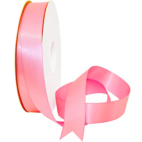 Image of Morex Ribbon 08822 /50-155 Double Face Satin Ribbon, 7 /8 inch x 50 Yd, Geranium Pink