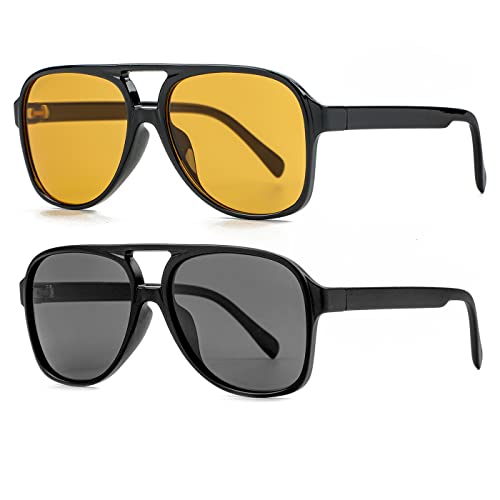 Image of Polarized Classic Vintage Aviator Sunglasses for Men Women Large Frame Retro 70s Sunglasses