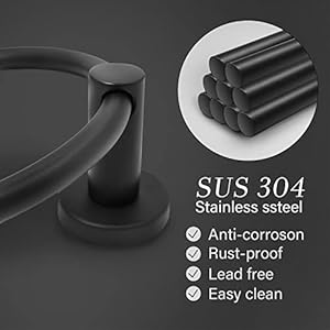Towel Ring,Hand Towel Holder for Wall Mounted,Towel Holder,Towel-Racks, Bathroom Hardware Simple Round Towel Hanger SUS 304 Stainless Steel (Black) Towel RingHand Towel Holder for Wall MountedTowel HolderTowel Racks Bathroom Hardware Simple Round Towel Hanger SUS 304 Stainless Steel Black