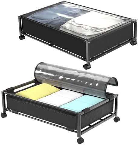 2PCS Rolling Under Bed Storage Bins with Wheels & Dust Lid - Under Bed Shoe Storage Organizer Drawer for Clothes, Shoes, Books & Blankets