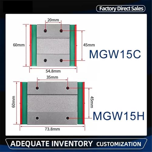 Bloque deslizante lineal de la serie MGW15 para guías CNC y robótica, 1 unidad 7