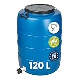 Garronda Bidone in Plastica 120 L e rubinetto HDPE con Coperchio Serbatoio Acqua per Raccolta Piovana Contenitore Alimentare per Stoccaggio e Fermentazione Grande Apertura GD-0186 Blu