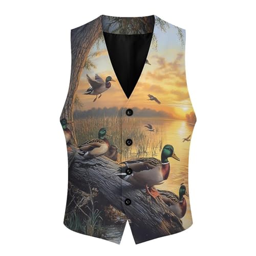 Mallard Ducks Lake Mens Slim Fit Suit Vest Dress Waistcoat Casual Business Vest4